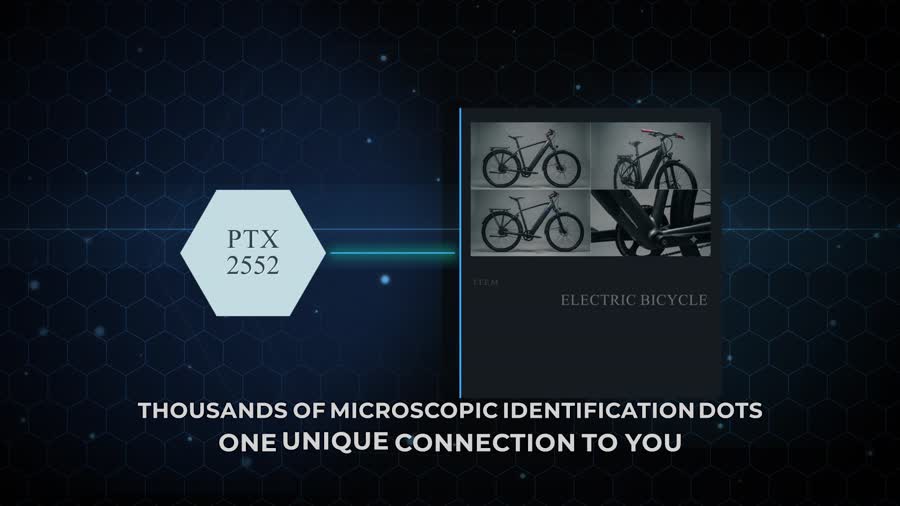 Product video illustration of an etched identifier and registered property