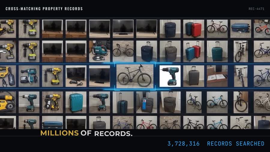 Product video illustration of comparing a recovered bicycle with its property record